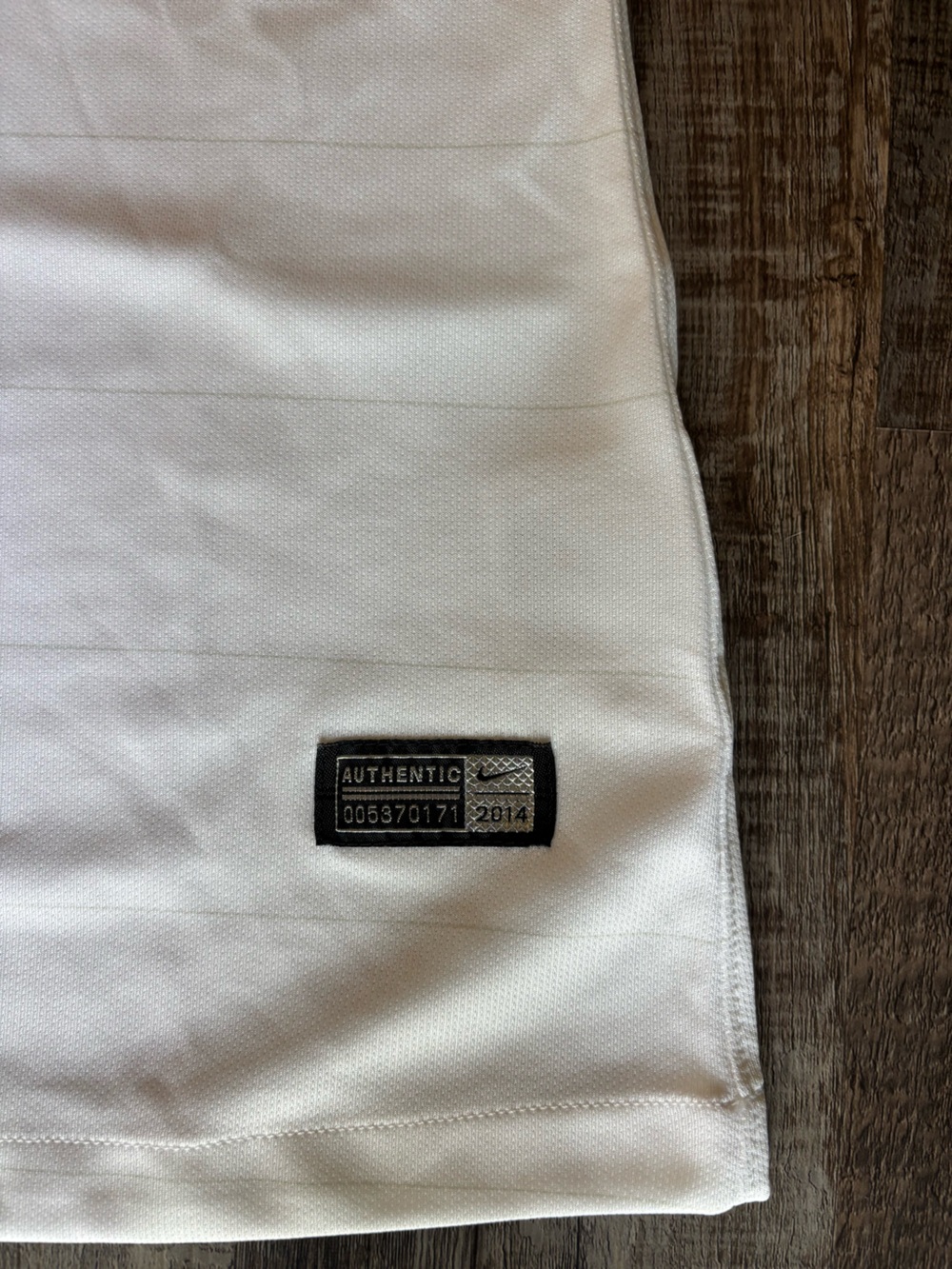 Nike White Soccer Jersey with Black Authentic Patch
